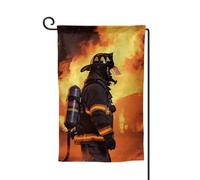 Drapeau de jardin de bienvenue pour extérieur de petite cour, 31,8 x 45,7 cm, double face, résistant aux intempéries, drapeau de maison, pompier, flamme, drapeau vertical pour ferme, extérieur