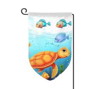 Drapeau de jardin de bienvenue pour extérieur de petite cour, 31,8 x 45,7 cm, double face, résistant aux intempéries, drapeau vertical tortue et poisson pour ferme, extérieur, pelouse, terrasse