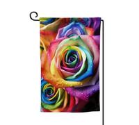 Drapeau de jardin de bienvenue pour extérieur de petite cour, 31,8 x 45,7 cm, double face, résistant aux intempéries, drapeau vertical rose arc-en-ciel pour ferme, extérieur, pelouse, terrasse