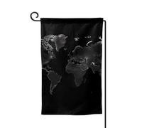 Drapeau de jardin de bienvenue pour extérieur de petite cour, 31,8 x 45,7 cm, double face, résistant aux intempéries, carte du monde, drapeau vertical pour ferme, extérieur, pelouse, terrasse