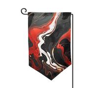 Drapeau de jardin de bienvenue pour extérieur de petite cour, 31,8 x 45,7 cm, double face, résistant aux intempéries, drapeau vertical en marbre noir et rouge pour ferme, extérieur, pelouse, terrasse