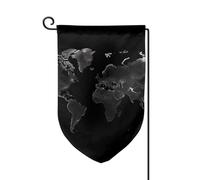 Drapeau de jardin de bienvenue pour extérieur de petite cour, 31,8 x 45,7 cm, double face, résistant aux intempéries, carte du monde, drapeau vertical pour ferme, extérieur, pelouse, terrasse