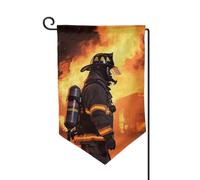 Drapeau de jardin de bienvenue pour extérieur de petite cour, 31,8 x 45,7 cm, double face, résistant aux intempéries, drapeau de maison, pompier, flamme, drapeau vertical pour ferme, extérieur