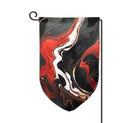 Drapeau de jardin de bienvenue pour extérieur de petite cour, 31,8 x 45,7 cm, double face, résistant aux intempéries, drapeau vertical en marbre noir et rouge pour ferme, extérieur, pelouse, terrasse