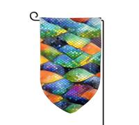 Drapeau de jardin de bienvenue pour extérieur de petite cour, 31,8 x 45,7 cm, double face, résistant aux intempéries, drapeau vertical en écailles de poisson arc-en-ciel pour ferme, extérieur, pelouse