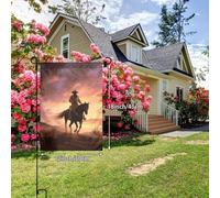 Drapeau de jardin de bienvenue pour l'extérieur - 30,5 x 45,7 cm - Double face - Résistant aux intempéries - Drapeau vertical de cowboy West pour ferme, extérieur, pelouse, terrasse