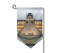 Drapeau de jardin de bienvenue pour l'extérieur - 31,8 x 45,7 cm - Double face résistant aux intempéries - Drapeau vertical pour maison, musée du Louvre à Paris - Pour ferme, extérieur, pelouse