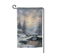 Drapeau de jardin de bienvenue pour l'extérieur - 31,8 x 45,7 cm - Double face - Résistant aux intempéries - Scène de neige - Drapeau vertical pour ferme, extérieur, pelouse, terrasse