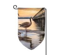Drapeau de jardin de bienvenue pour l'extérieur - 31,8 x 45,7 cm - Double face résistant aux intempéries - Drapeau vertical d'oie sauvage au bord du pont - Pour ferme, extérieur, pelouse, terrasse