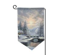 Drapeau de jardin de bienvenue pour l'extérieur - 31,8 x 45,7 cm - Double face - Résistant aux intempéries - Scène de neige - Drapeau vertical pour ferme, extérieur, pelouse, terrasse