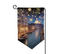 Drapeau de jardin de bienvenue pour l'extérieur - 31,8 x 45,7 cm - Double face - Résistant aux intempéries - Drapeau vertical de Venise la nuit - Pour ferme, extérieur, pelouse, terrasse
