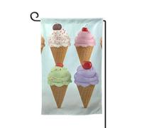 Drapeau de jardin de bienvenue pour l'extérieur - 31,8 x 45,7 cm - Double face - Résistant aux intempéries - Cônes de crème glacée - Drapeaux verticaux pour ferme, extérieur, pelouse, terrasse