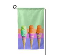 Drapeau de jardin de bienvenue pour l'extérieur - 31,8 x 45,7 cm - Double face - Résistant aux intempéries - Motif crème glacée - Dégradé arc-en-ciel - Pour ferme, extérieur, pelouse, terrasse