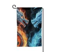 Drapeau de jardin de bienvenue pour l'extérieur - 31,8 x 45,7 cm - Double face - Résistant aux intempéries - Dragons de glace et de feu - Drapeaux verticaux pour ferme, extérieur, pelouse, terrasse