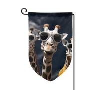 Drapeau de jardin de bienvenue pour l'extérieur - 31,8 x 45,7 cm - Double face - Résistant aux intempéries - Trois girafes portant des lunettes de soleil - Drapeaux verticaux pour ferme, extérieur
