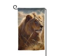 Drapeau de jardin de bienvenue pour l'extérieur - 31,8 x 45,7 cm - Double face - Résistant aux intempéries - Lion de prairie - Drapeau vertical pour ferme, extérieur, pelouse, terrasse