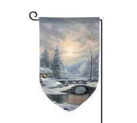Drapeau de jardin de bienvenue pour l'extérieur - 31,8 x 45,7 cm - Double face - Résistant aux intempéries - Scène de neige - Drapeau vertical pour ferme, extérieur, pelouse, terrasse
