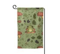 Drapeau de jardin de bienvenue pour l'extérieur - 31,8 x 45,7 cm - Double face - Résistant aux intempéries - Grenouilles et champignons - Drapeaux verticaux pour ferme, extérieur, pelouse, terrasse