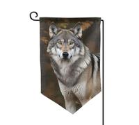 Drapeau de jardin de bienvenue pour l'extérieur - 31,8 x 45,7 cm - Double face - Résistant aux intempéries - Loup gris sauvage - Drapeau vertical pour ferme, extérieur, pelouse, terrasse
