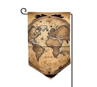 Drapeau de jardin de bienvenue pour l'extérieur - 31,8 x 45,7 cm - Double face résistant aux intempéries - Carte ancienne du monde - Drapeaux verticaux pour ferme, extérieur, pelouse, terrasse