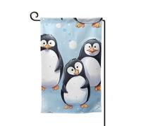 Drapeau de jardin de bienvenue pour l'extérieur - 31,8 x 45,7 cm - Double face - Résistant aux intempéries - Motif pingouins mignons - Drapeaux verticaux pour ferme, extérieur, pelouse, terrasse