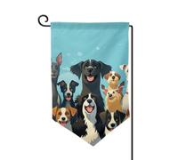 Drapeau de jardin de bienvenue pour l'extérieur - 31,8 x 45,7 cm - Double face résistant aux intempéries - Un grand groupe de chiens - Drapeaux verticaux pour ferme, extérieur, pelouse, terrasse