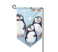 Drapeau de jardin de bienvenue pour l'extérieur - 31,8 x 45,7 cm - Double face - Résistant aux intempéries - Motif pingouins mignons - Drapeaux verticaux pour ferme, extérieur, pelouse, terrasse