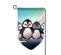 Drapeau de jardin de bienvenue pour l'extérieur - 31,8 x 45,7 cm - Double face - Résistant aux intempéries - Cinq pingouins mignons - Drapeaux verticaux pour ferme, extérieur, pelouse, terrasse