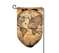Drapeau de jardin de bienvenue pour l'extérieur - 31,8 x 45,7 cm - Double face résistant aux intempéries - Carte ancienne du monde - Drapeaux verticaux pour ferme, extérieur, pelouse, terrasse
