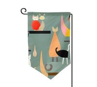 Drapeau de jardin de bienvenue pour l'extérieur - 31,8 x 45,7 cm - Double face - Résistant aux intempéries - Art moderne - Motif chats - Pour ferme, extérieur, pelouse, terrasse