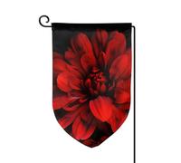 Drapeau de jardin de bienvenue pour l'extérieur - 31,8 x 45,7 cm - Double face - Résistant aux intempéries - Fleur rouge sur fond noir - Pour décoration de ferme, extérieur, pelouse, terrasse