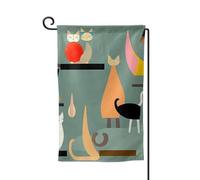 Drapeau de jardin de bienvenue pour l'extérieur - 31,8 x 45,7 cm - Double face - Résistant aux intempéries - Art moderne - Motif chats - Pour ferme, extérieur, pelouse, terrasse