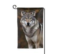 Drapeau de jardin de bienvenue pour l'extérieur - 31,8 x 45,7 cm - Double face - Résistant aux intempéries - Loup gris sauvage - Drapeau vertical pour ferme, extérieur, pelouse, terrasse