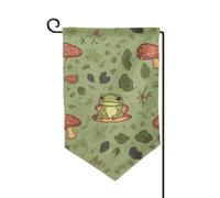 Drapeau de jardin de bienvenue pour l'extérieur - 31,8 x 45,7 cm - Double face - Résistant aux intempéries - Grenouilles et champignons - Drapeaux verticaux pour ferme, extérieur, pelouse, terrasse