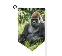 Drapeau de jardin de bienvenue pour l'extérieur - 31,8 x 45,7 cm - Double face - Résistant aux intempéries - Drapeau vertical - Gorille dans l'herbe - Pour ferme, extérieur, pelouse, terrasse