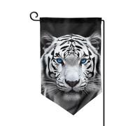 Drapeau de jardin de bienvenue pour l'extérieur - 31,8 x 45,7 cm - Double face - Résistant aux intempéries - Tigre aux yeux bleus - Drapeau vertical pour ferme, extérieur, pelouse, terrasse