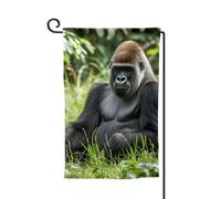 Drapeau de jardin de bienvenue pour l'extérieur - 31,8 x 45,7 cm - Double face - Résistant aux intempéries - Drapeau vertical - Gorille dans l'herbe - Pour ferme, extérieur, pelouse, terrasse