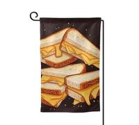 Drapeau de jardin de bienvenue pour l'extérieur - 31,8 x 45,7 cm - Double face - Résistant aux intempéries - Drapeau vertical pour maison, fromage, sandwichs - Pour ferme, extérieur, pelouse, terrasse