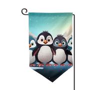Drapeau de jardin de bienvenue pour l'extérieur - 31,8 x 45,7 cm - Double face - Résistant aux intempéries - Cinq pingouins mignons - Drapeaux verticaux pour ferme, extérieur, pelouse, terrasse