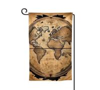 Drapeau de jardin de bienvenue pour l'extérieur - 31,8 x 45,7 cm - Double face résistant aux intempéries - Carte ancienne du monde - Drapeaux verticaux pour ferme, extérieur, pelouse, terrasse