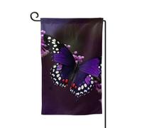 Drapeau de jardin de bienvenue pour l'extérieur - 31,8 x 45,7 cm - Double face - Résistant aux intempéries - Violet - Papillon - Pour ferme, extérieur, pelouse, terrasse