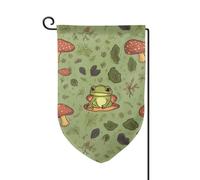 Drapeau de jardin de bienvenue pour l'extérieur - 31,8 x 45,7 cm - Double face - Résistant aux intempéries - Grenouilles et champignons - Drapeaux verticaux pour ferme, extérieur, pelouse, terrasse