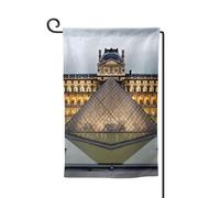 Drapeau de jardin de bienvenue pour l'extérieur - 31,8 x 45,7 cm - Double face résistant aux intempéries - Drapeau vertical pour maison, musée du Louvre à Paris - Pour ferme, extérieur, pelouse