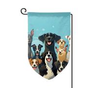 Drapeau de jardin de bienvenue pour l'extérieur - 31,8 x 45,7 cm - Double face résistant aux intempéries - Un grand groupe de chiens - Drapeaux verticaux pour ferme, extérieur, pelouse, terrasse