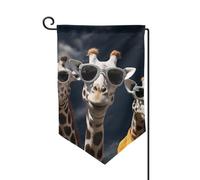 Drapeau de jardin de bienvenue pour l'extérieur - 31,8 x 45,7 cm - Double face - Résistant aux intempéries - Trois girafes portant des lunettes de soleil - Drapeaux verticaux pour ferme, extérieur