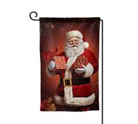 Drapeau de jardin de bienvenue pour l'extérieur - 31,8 x 45,7 cm - Double face résistant aux intempéries - Joli Père Noël vertical - Pour ferme, extérieur, pelouse, terrasse