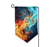 Drapeau de jardin de bienvenue pour l'extérieur - 31,8 x 45,7 cm - Double face résistant aux intempéries - Motif feu et eau - Drapeau vertical pour ferme, extérieur, pelouse, terrasse