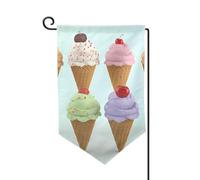 Drapeau de jardin de bienvenue pour l'extérieur - 31,8 x 45,7 cm - Double face - Résistant aux intempéries - Cônes de crème glacée - Drapeaux verticaux pour ferme, extérieur, pelouse, terrasse