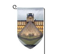 Drapeau de jardin de bienvenue pour l'extérieur - 31,8 x 45,7 cm - Double face résistant aux intempéries - Drapeau vertical pour maison, musée du Louvre à Paris - Pour ferme, extérieur, pelouse