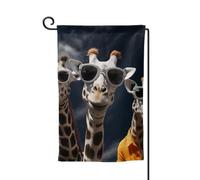 Drapeau de jardin de bienvenue pour l'extérieur - 31,8 x 45,7 cm - Double face - Résistant aux intempéries - Trois girafes portant des lunettes de soleil - Drapeaux verticaux pour ferme, extérieur